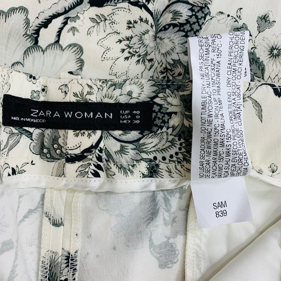 Zara / Floral Cream Gray Pant - Picture 6 of 7